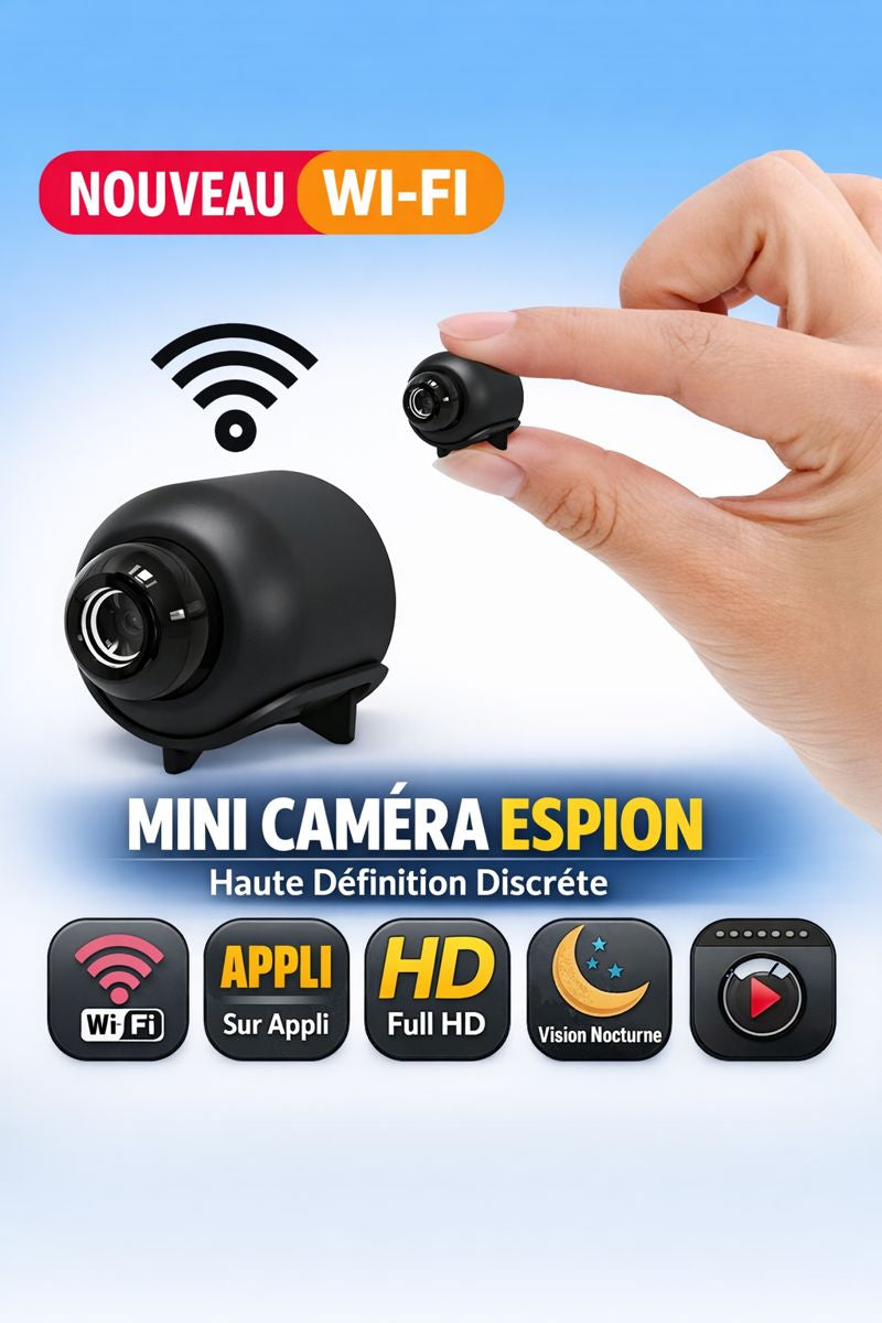 Mini Caméra de Surveillance Wi-Fi 1080P avec Vision Nocturne et Détection de Mouvement