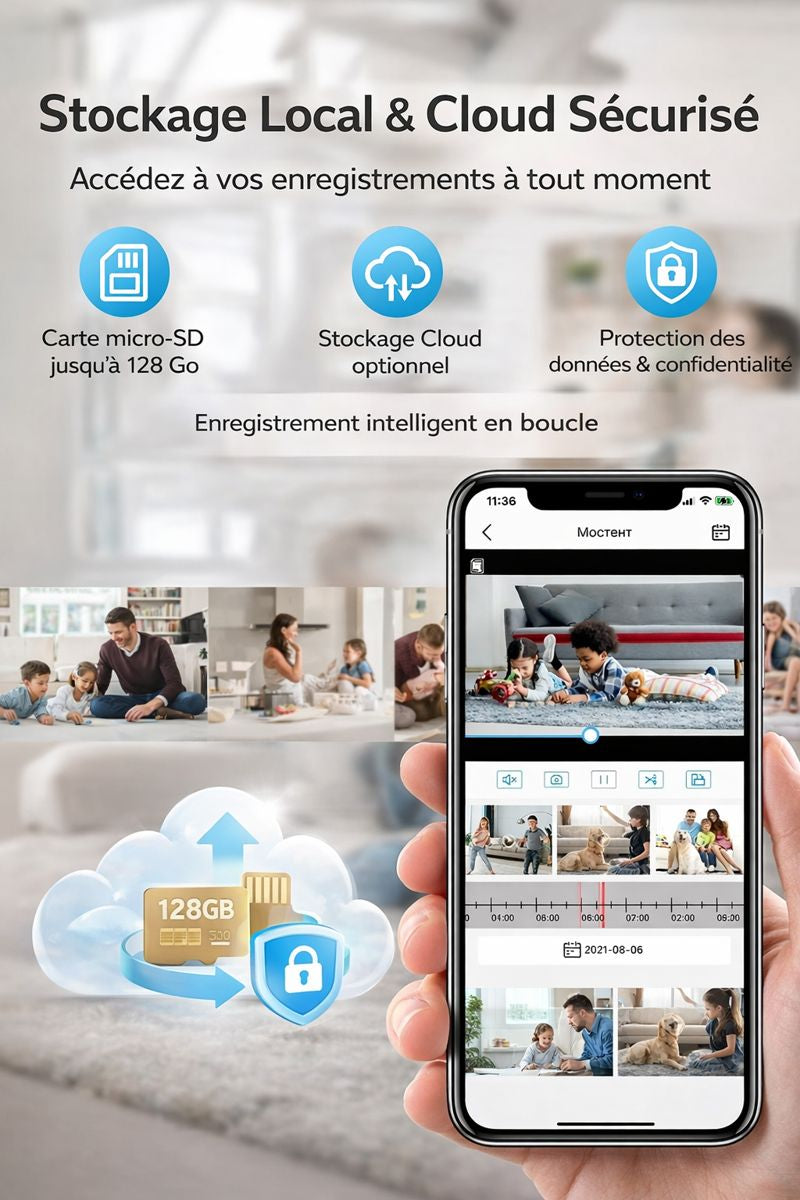 Caméra de Surveillance E27 Wi-Fi – Vision Nocturne Couleur & Suivi Intelligent