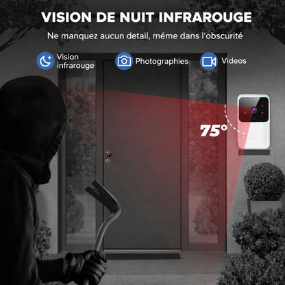 Sonnette Vidéo Connectée Wi-Fi avec Caméra – Audio Bidirectionnel & Vision Nocturne