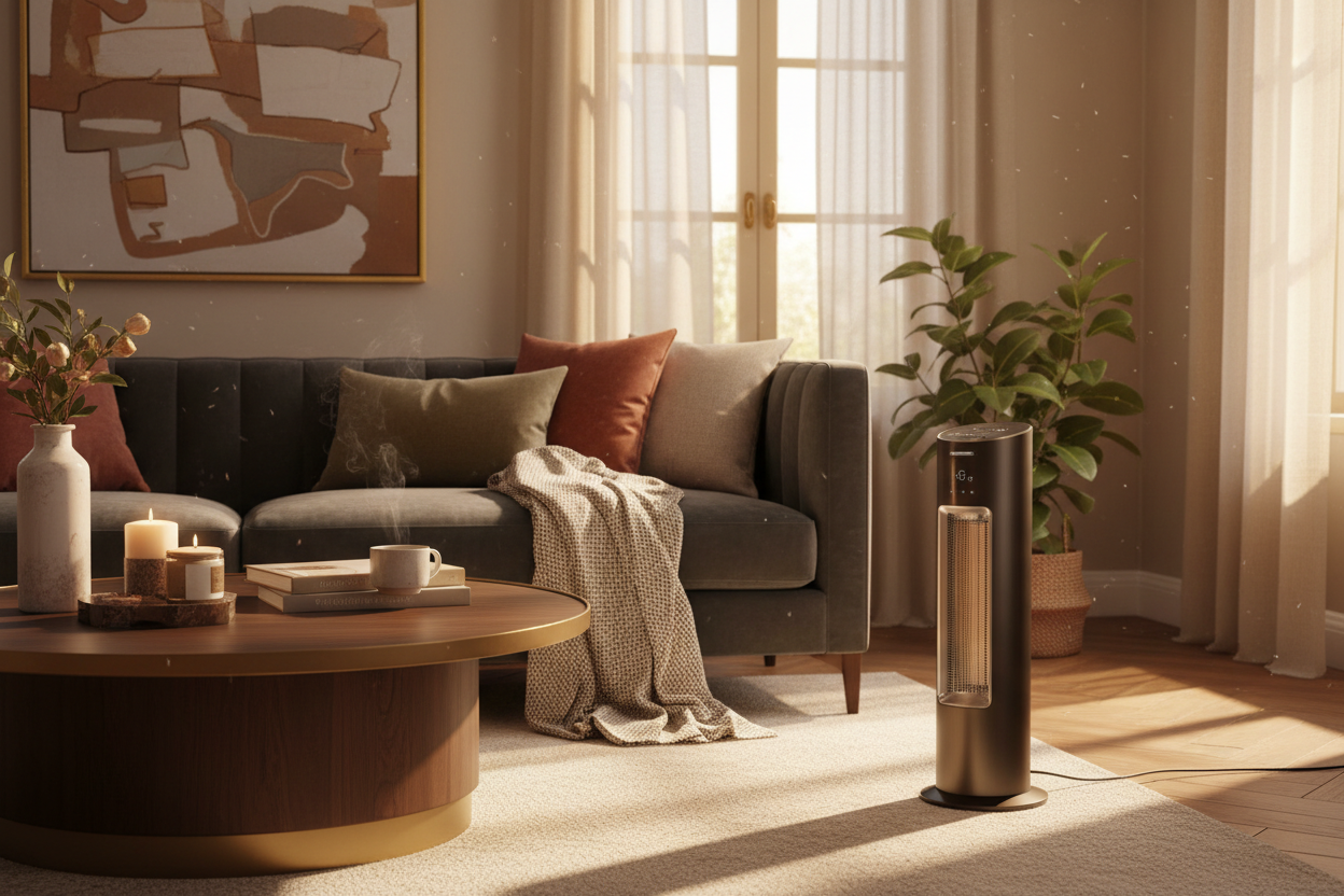 un chauffage portable dans un salon (version premium)